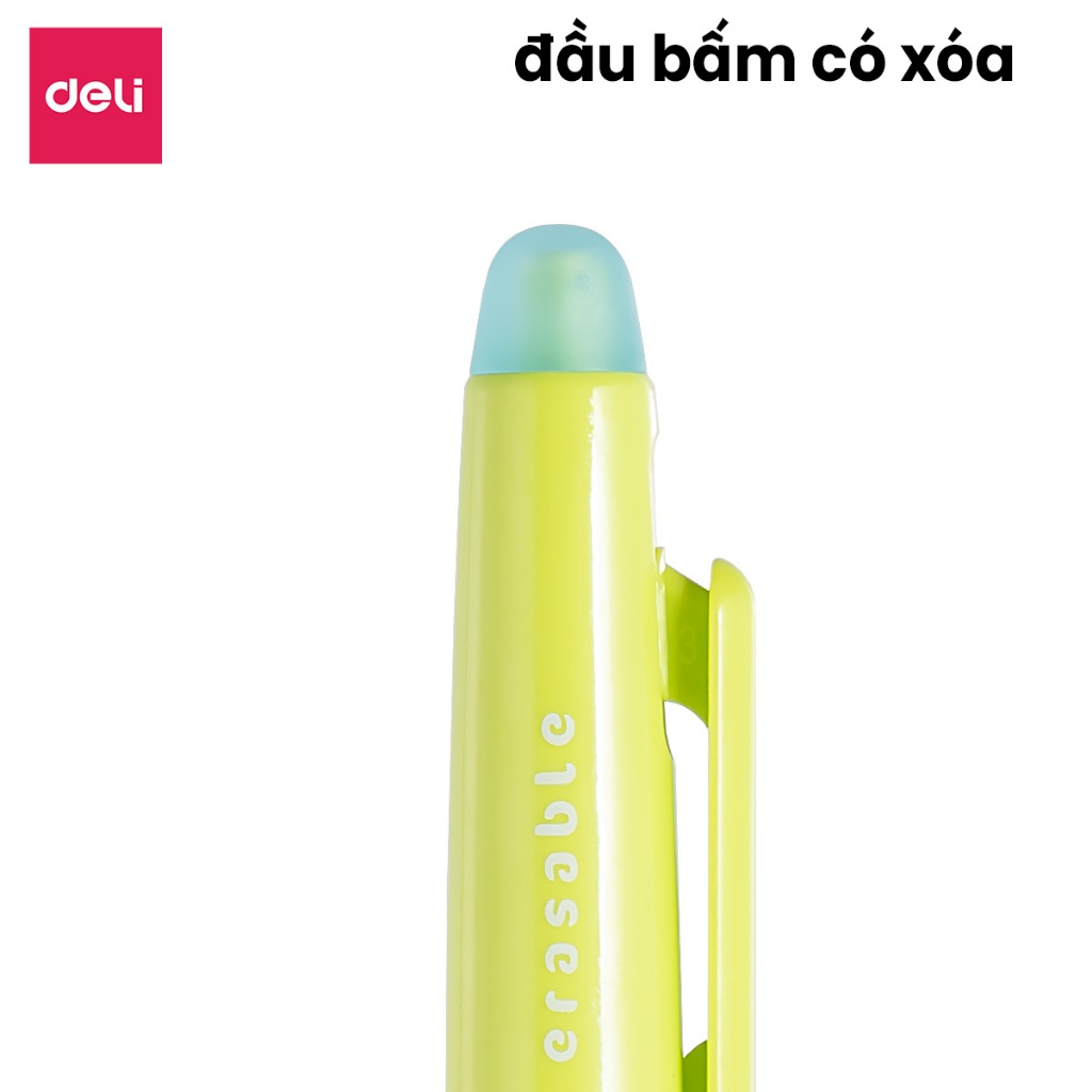 Combo Bút Gel Định Vị Xóa Được Deli Ngòi 0.5mm Mực Đen/Xanh Màu Sắc Đa Dạng Bút Gel Trơn Tru Nhanh Khô Thiết Kế Đầu Bấm