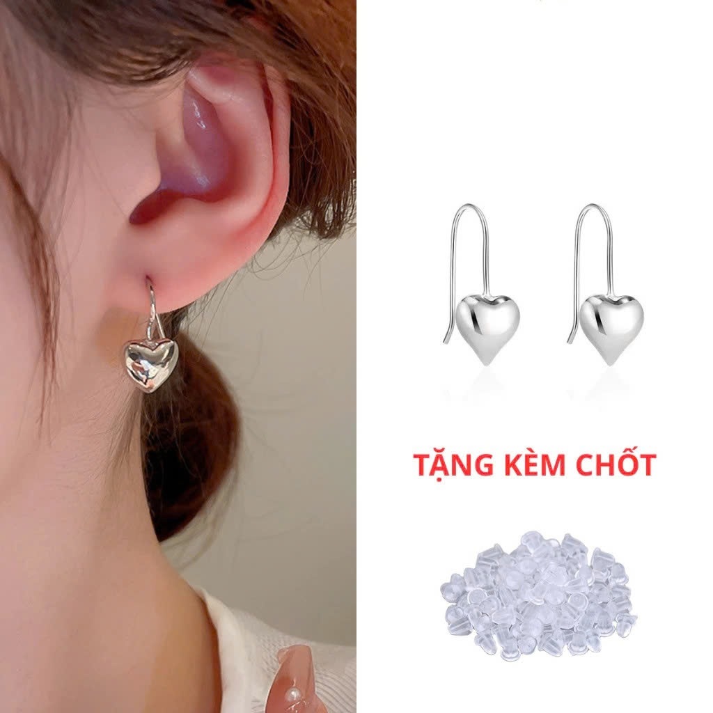 Bông Tai Nữ Hình Trái Tim Bạc Cực Xinh – Thiết Kế Tinh Tế, Phong Cách Hàn Quốc, Chất Liệu Cao Cấp KT37