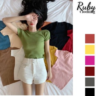Áo tay ngắn thun gân nhiều màu siêu xinh, áo thun nữ dáng chuẩn đẹp -RUBY CLOTHING A09