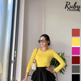 áo thun gân tay dài, áo thun nữ dáng chuẩn ôm body - RUBY CLOTHING A07