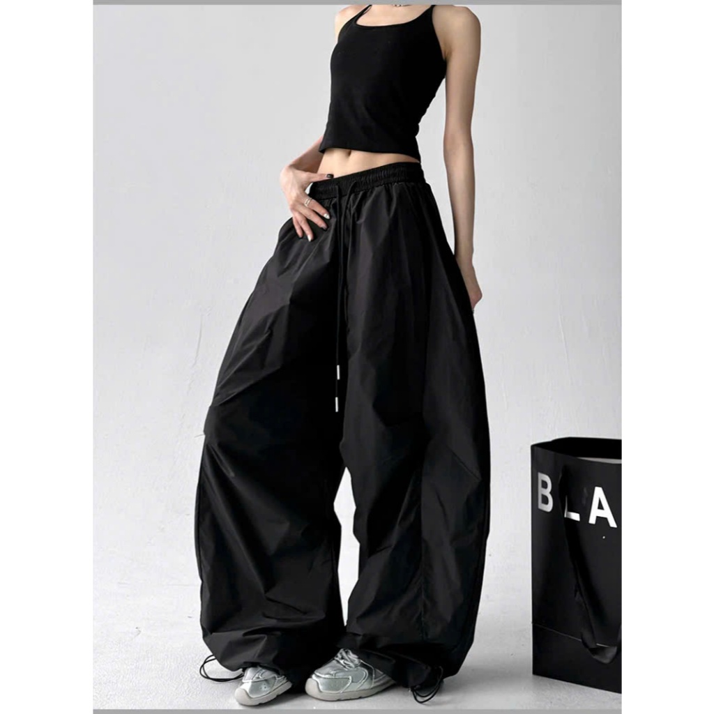 Quần Ống Rộng Vải Dù Đẹp Che Khuyết Điểm Form Dáng Parachute Thời Trang Hot Nhất Hiện Nay