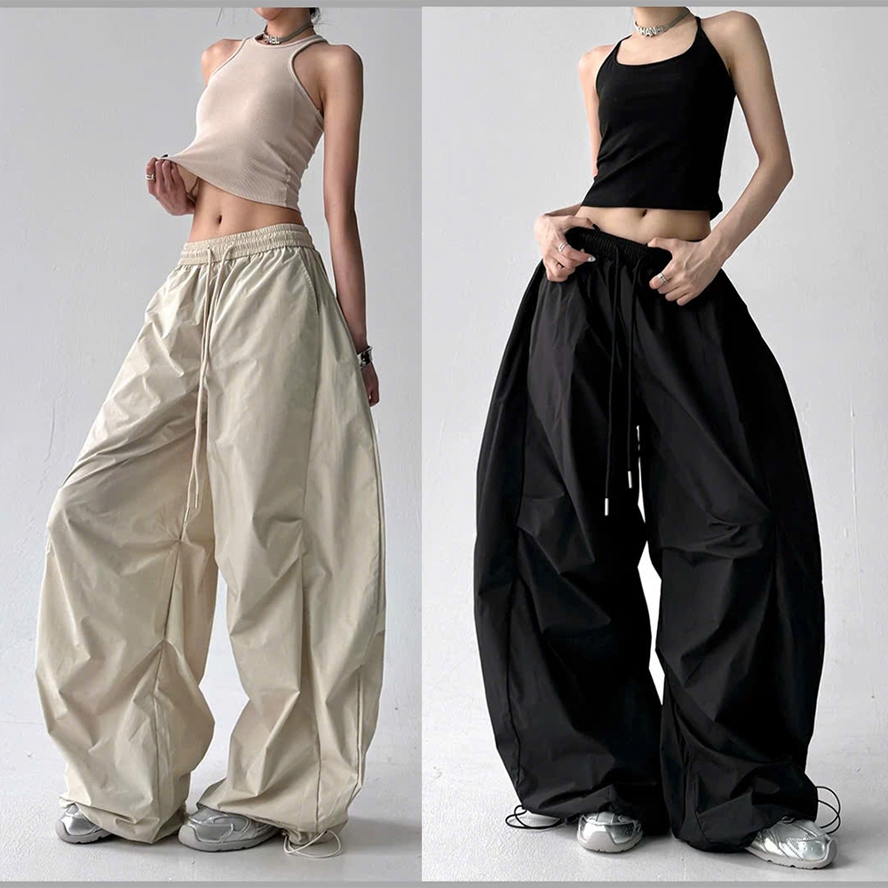 Quần Ống Rộng Vải Dù Đẹp Che Khuyết Điểm Form Dáng Parachute Thời Trang Hot Nhất Hiện Nay