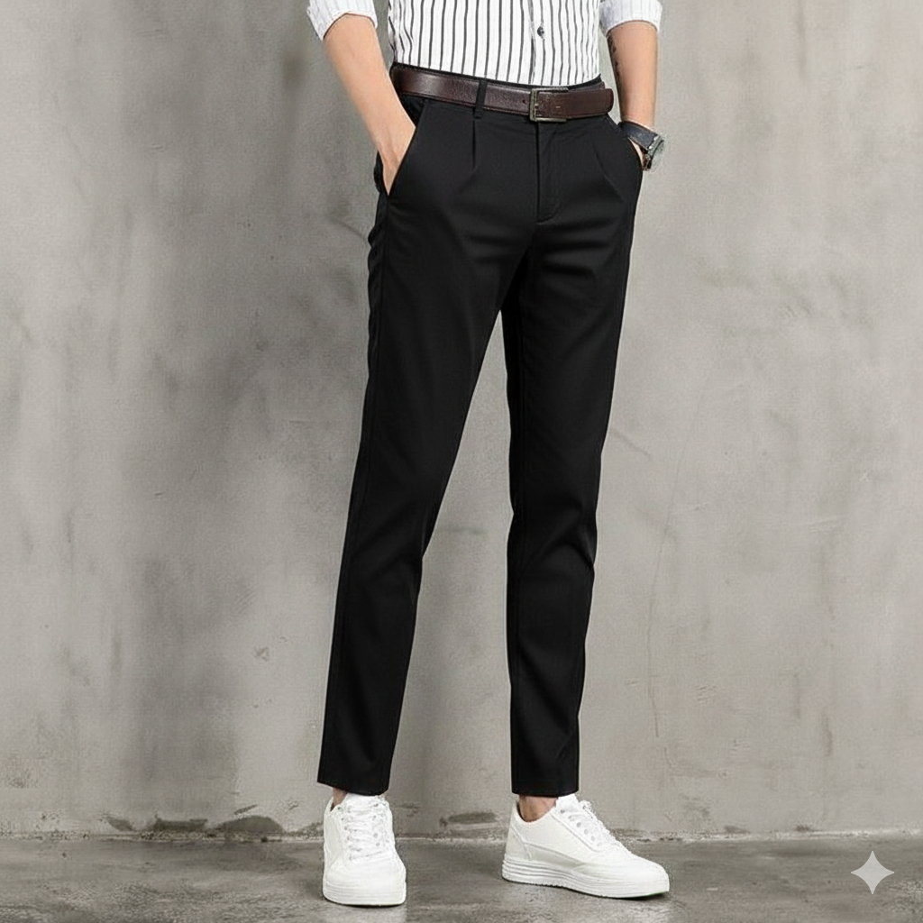 Quần âu nam MASCULINE MB24Đ - Quần âu nam trẻ có ly, phom beggi chiều cao từ 1M72 trở lại