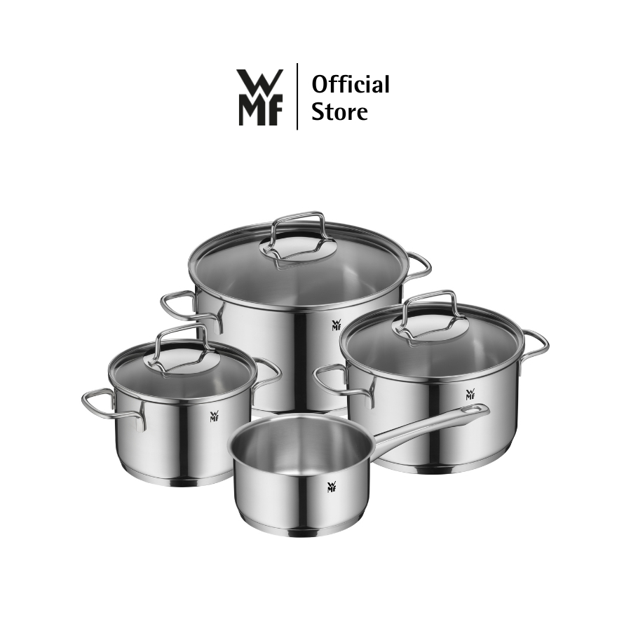 Bộ Nồi WMF Astoria, Đáy Từ 3 Lớp, Thép Không Gỉ Cromargan Size 24,20,16cm, Dùng Được Bếp Từ