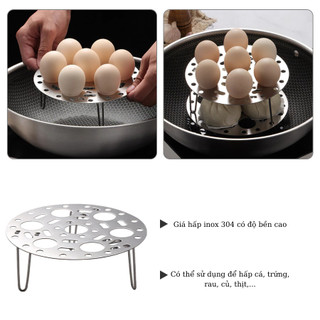 Vỉ Hấp Chân Gấp Gọn Inox 304, Vỉ Hấp Trứng Hấp Thức Ăn Đa Năng Gấp Gọn Khay Hấp Inox Tiện Lợi 88517