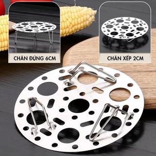 Vỉ Hấp Chân Gấp Gọn Inox 304, Vỉ Hấp Trứng Hấp Thức Ăn Đa Năng Gấp Gọn Khay Hấp Inox Tiện Lợi 88517