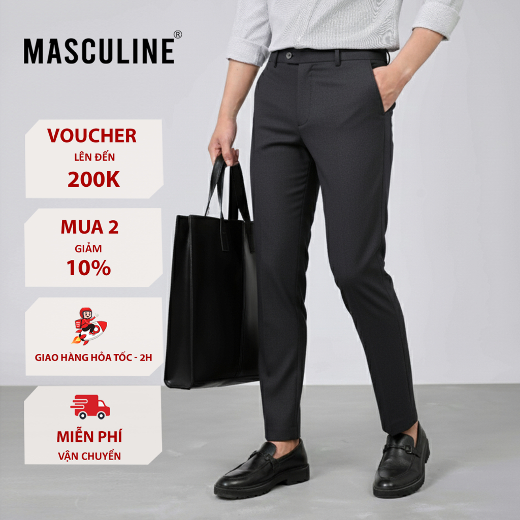 Quần âu nam MASCULINE Carrot Relax MCR25Đ - Quần âu nam trẻ phom beggi chiều cao từ 1m72 trở lại