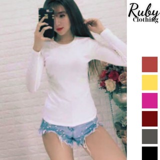 Áo thun gân tay dài, áo thun gân nữ dáng chuẩn đẹp - RUBY CLOTHING A06