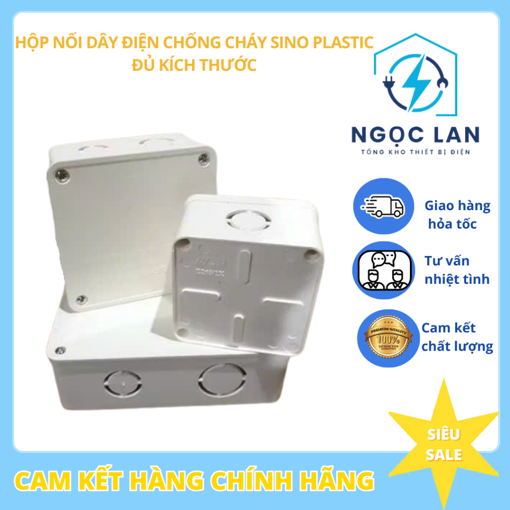 Hộp nối dây điện chống cháy-Đế lắp thiết bị điện Sino Plastic SP đủ kích thước 8x8x5,11x11x5,16x15x5