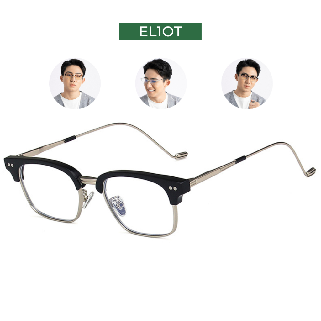 Gọng kính ELIOT EYEWEAR mắt kính nửa viền Clubmaster thời trang tròng kính chống ánh sáng xanh EL52010