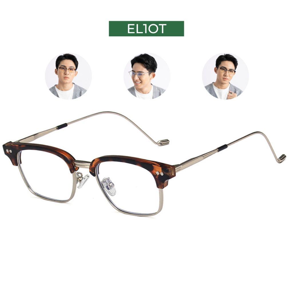 Gọng kính ELIOT EYEWEAR mắt kính nửa viền Clubmaster thời trang tròng kính chống ánh sáng xanh EL52010