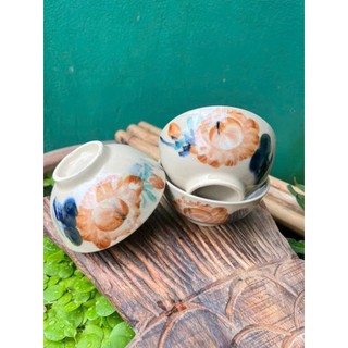 Bộ 10 Chén Ăn Cơm Vẽ Hoa Xưa/Dây Lá/Tráng Men Đẹp 12cm - Gốm Xưa Lái Thiêu Cho Người Hoài Niệm