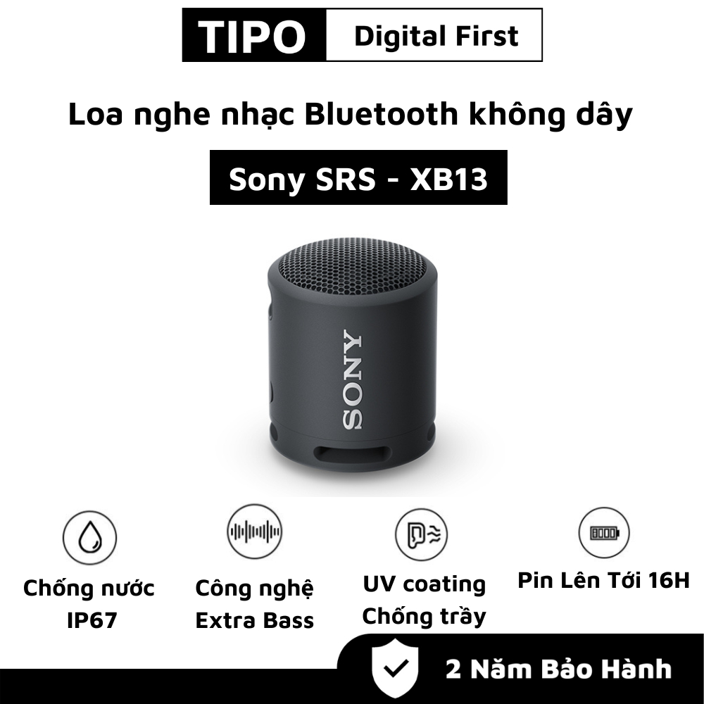 Loa Bluetooth Sony SRS-XB13 - Thiết Kế Nhỏ Gọn - Âm Bass Mạnh Mẽ - Chống Nước IP67 - Thời Lượng Pin 16H - Bluetooth 4.2