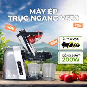 Máy ép chậm trục ngang Venko VS30, máy ẻp trái cây kiệt bã, ép hoa quả rau củ, không gây tiếng ồn công suất 200W