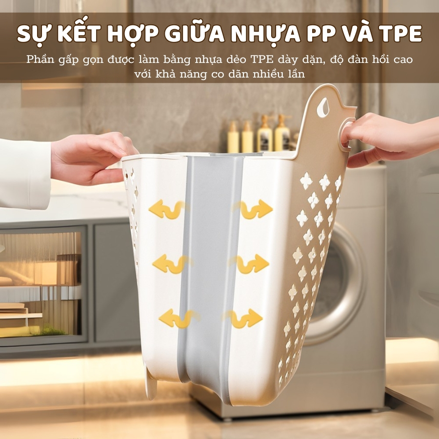 Giỏ Đựng Quần Áo Bẩn ENODA HOME Dán Tường Gấp Gọn, Giỏ Nhựa Đựng Quần Áo Nhà Tắm Thiết Kế Tay Cầm Treo Tường Q050
