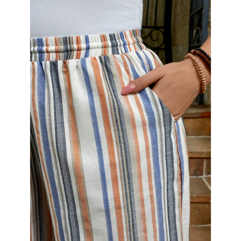 Quần Short Nữ Big Size Cạp Cao Mùa Hè Họa Tiết Phối Màu, Chất Cotton Mềm Mại Thoải Mái YN053