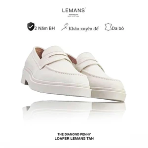 Giày da Nubuck Penny Loafer LEMANS - Beige (Tan) PL01N, đế cao su Be tăng cao 4cm, BH 12T