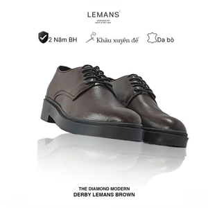 Giày derby nam LEMANS màu nâu - đế tăng chiều cao 4cm, trẻ trung, bảo hành 24 tháng