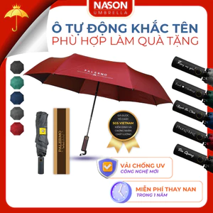 Ô dù tự đông Palermo Umbrella khắc tên trên tay cầm, chống thấm nước, đóng mở tự động trên 1000 lần, chống UV ngăn 99%UV