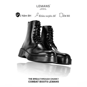 COMBAT Boots Lemans -BST độc quyền đế cao 6cm Full cao su nguyên khối Da bò nguyên tấm BH 24T