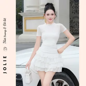 Váy Xòe Tầng Nhún Bèo Tay Ngắn
