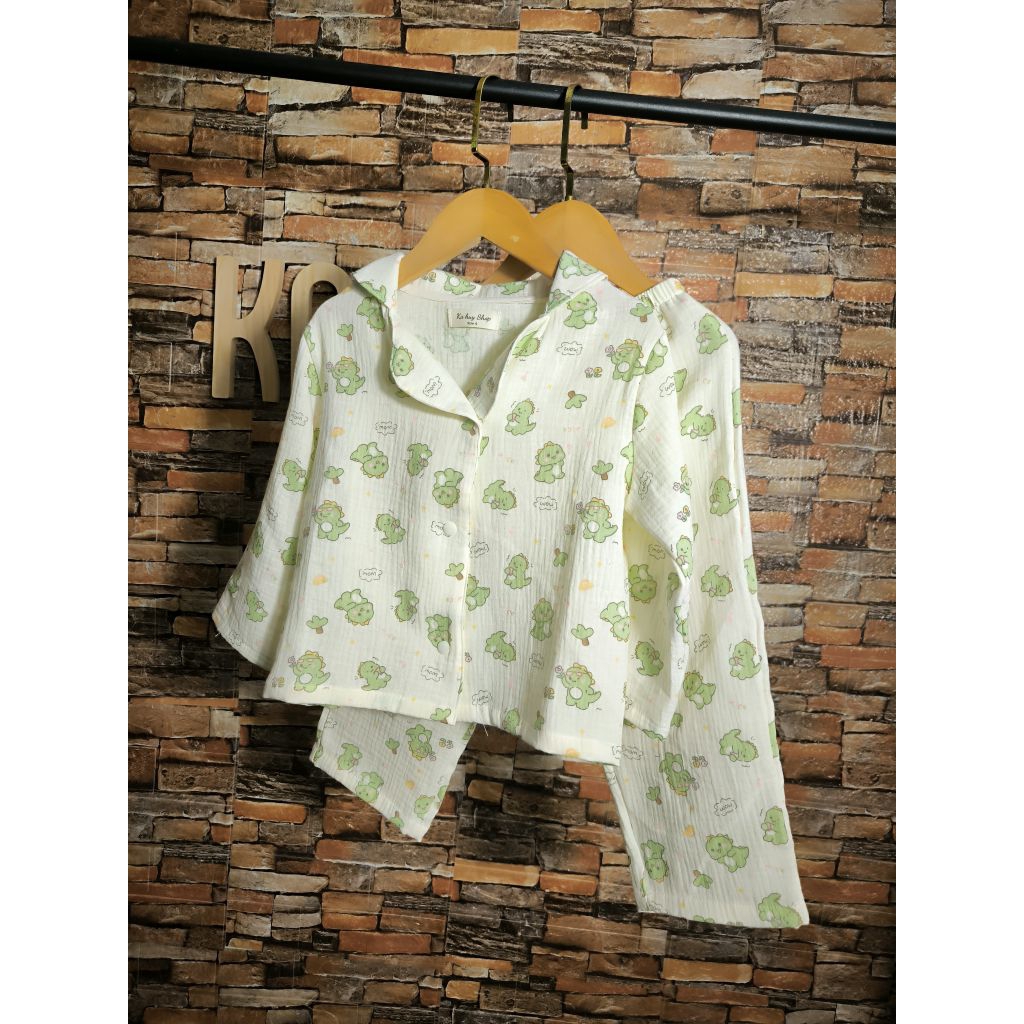 Bộ thu đông Pijama Xô Muslin Dài Tay - Bộ Ngủ Thoải Mái Cho Bé Yêu