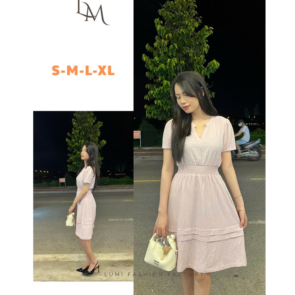 (Mới) LUMI - Đầm công sở nữ vải đũi xốp thoáng mát, thiết kế thanh lịch phù với mọi sự kiện