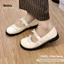 Giày búp bê nữ đế bệt H401 da mềm 2 nơ xinh - Giày mary jane nữ dễ thương thoải mái
