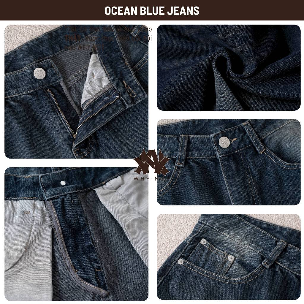 [CÓ BIGSIZE] - Quần Jeans Nam WHY.NOT OCEAN BLUE JEANS- Quần Jean Nam Màu Xanh Đậm Ống Suông