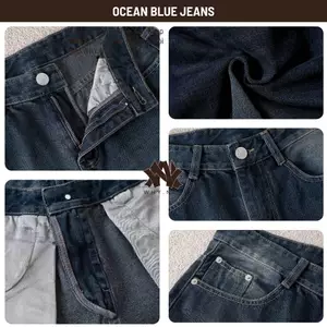 - Quần Jeans Nam WHY.NOT OCEAN BLUE JEANS- Quần Jean Nam Màu Xanh Đậm Ống Suông