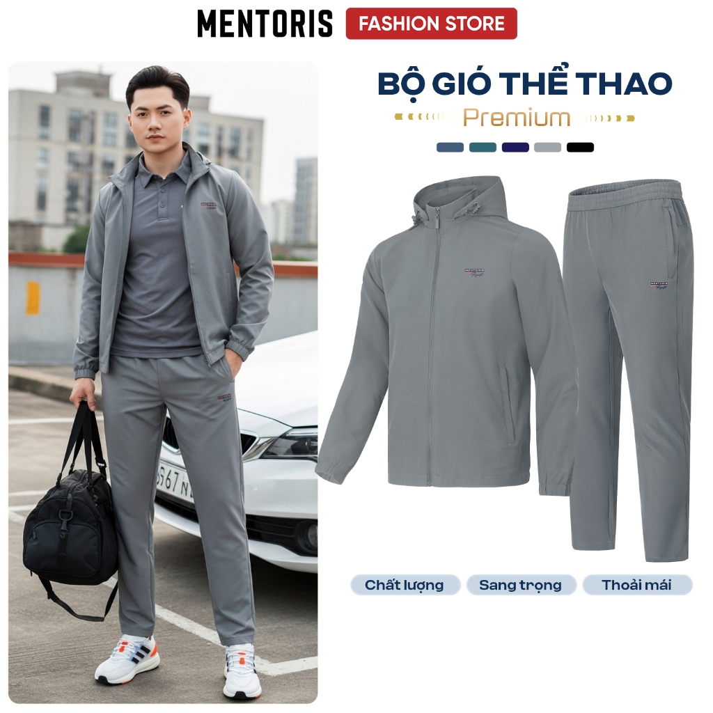 Bộ Áo Khoác Nam Thể Thao Cao Cấp MENTORIS, Phiên Bản Giới Hạn Vải Gió 2 Lớp Cao Cấp MCBG26W001