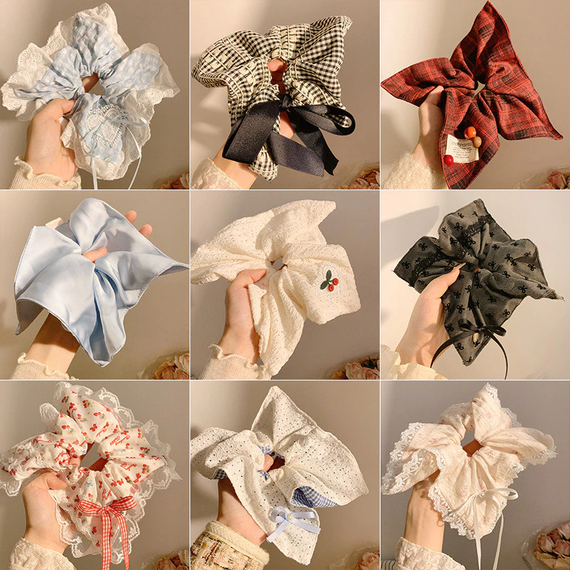 Dây Cột Tóc Scrunchies Nhiều Kiểu Xinh Xắn Dễ Thương Phong Cách Hàn Quốc Emopli
