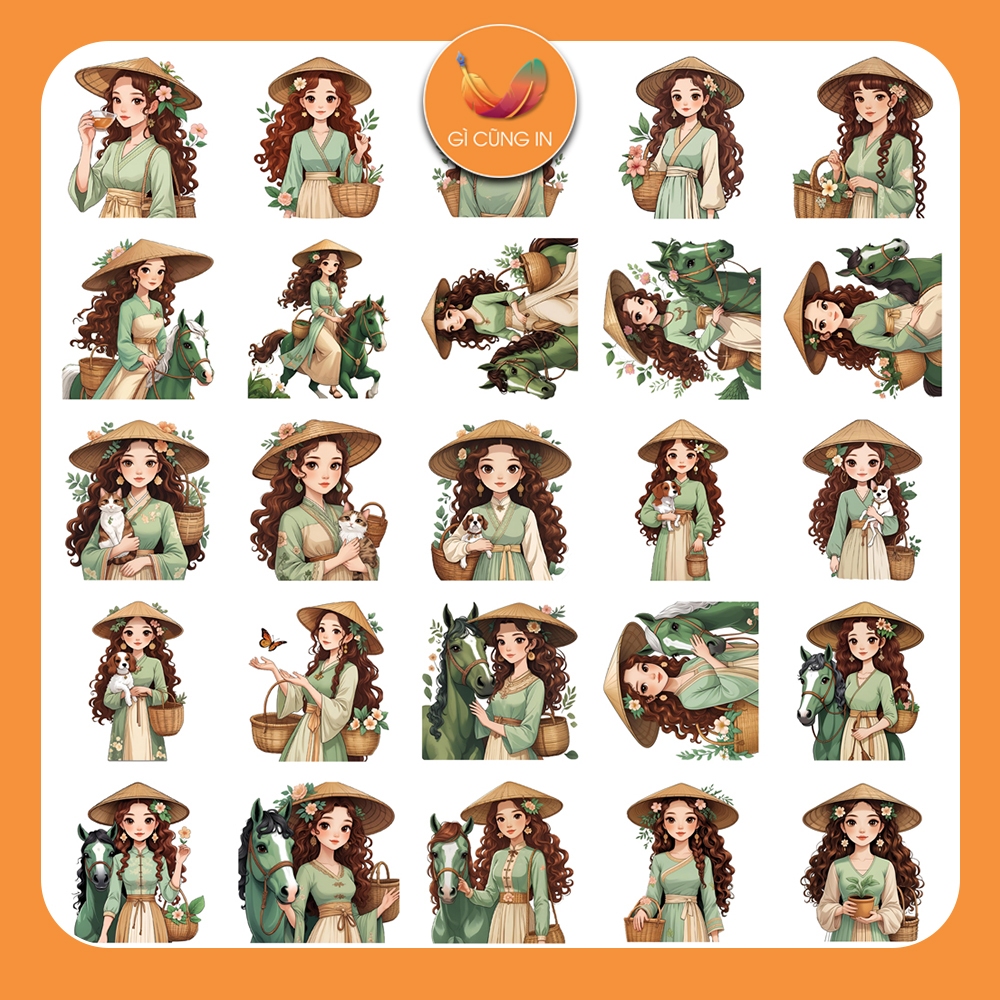Bộ 50 Sticker CÔ GÁI AN NHIÊN - Decal Dán Chống Nước | Shopee Việt Nam