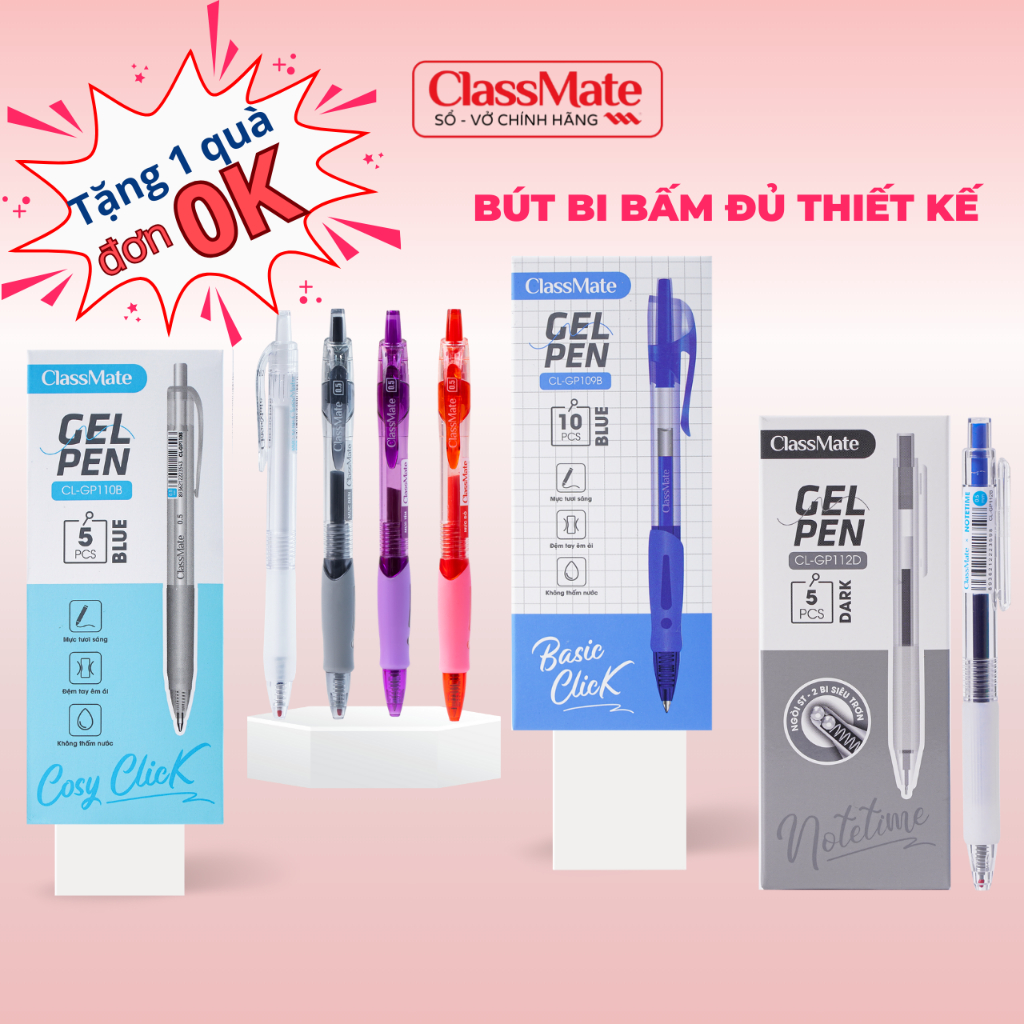 Hộp 10 Bút Gel Bấm Nét Đều Siêu Trơn Classmate, Bút Nước Ngòi 0.5mm ...