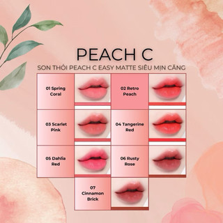 Son thỏi PEACH C Easy Matte siêu mịn căng mọng lên màu chuẩn Siêu Xinh