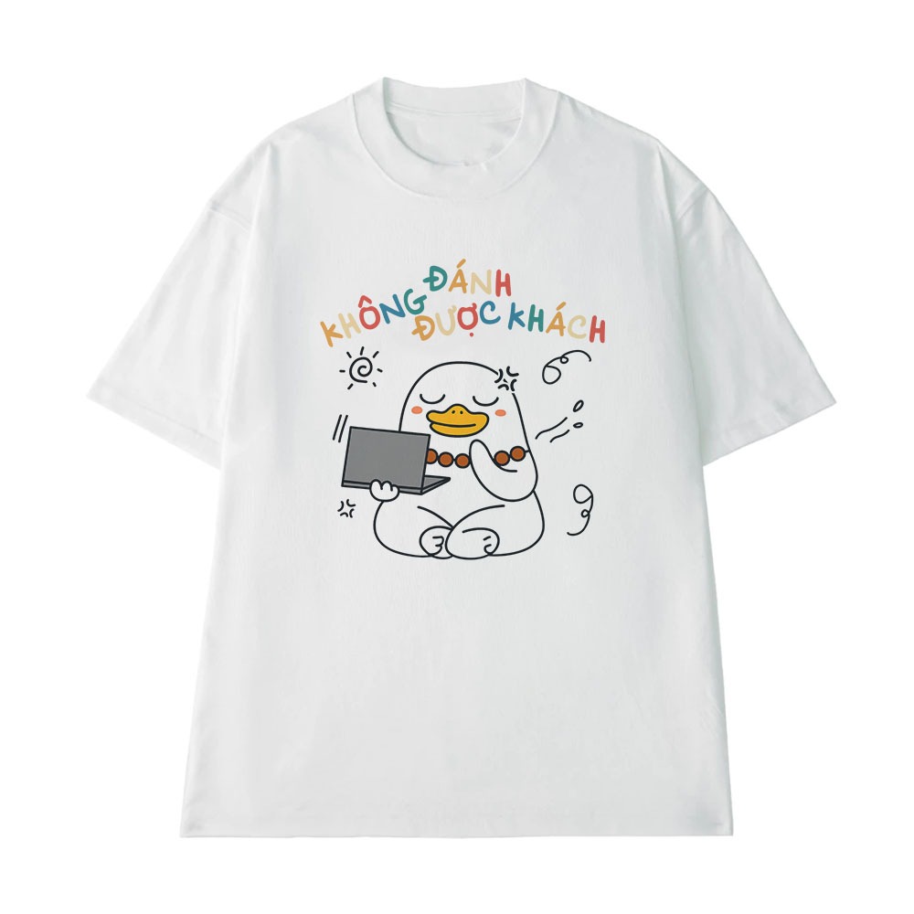 Áo Thun Hài Hước Không Được Đánh Khách Hàng Câu Nói Text Văn Phòng Công Sở Form Rộng Cotton 250gsm