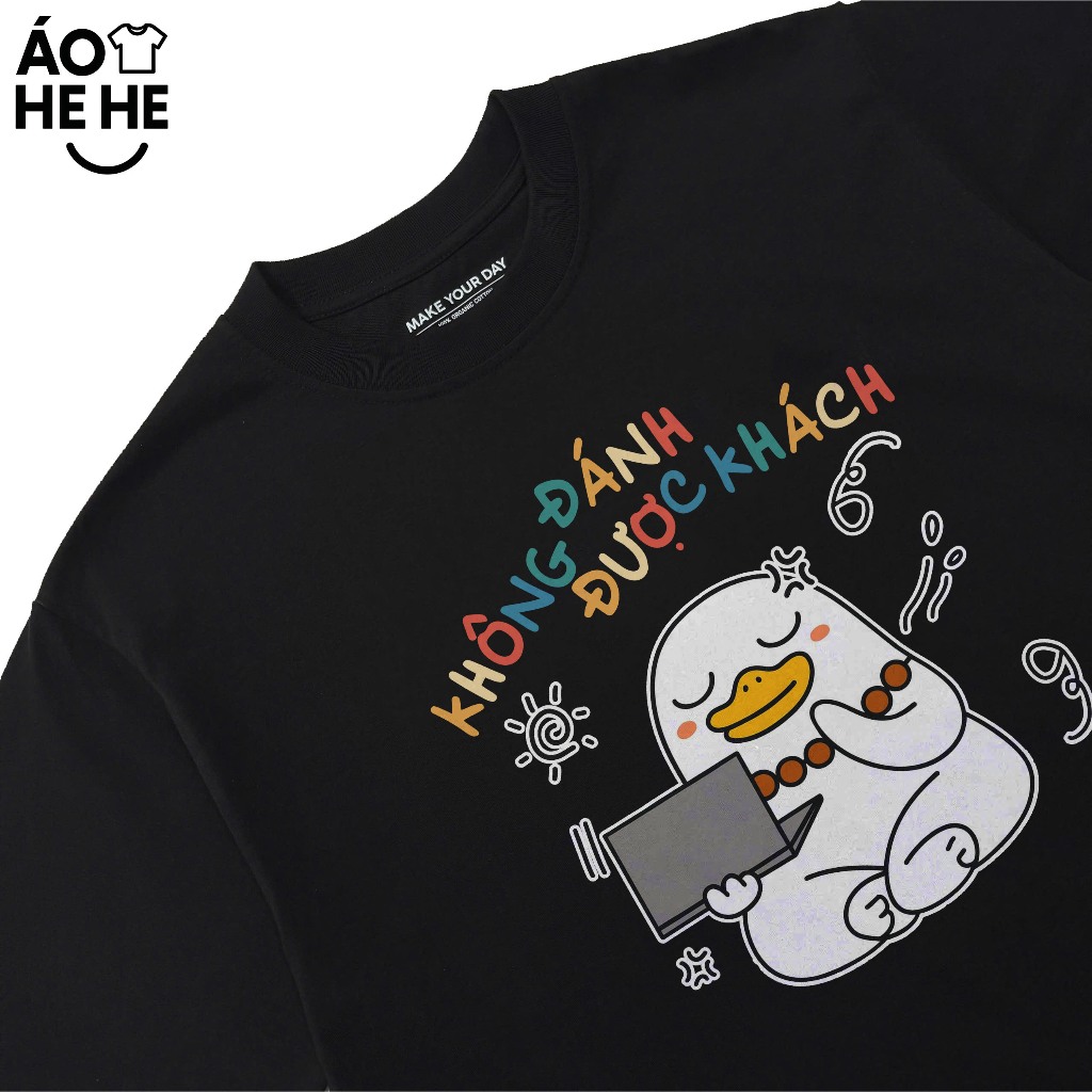 Áo Thun Hài Hước Không Được Đánh Khách Hàng Câu Nói Text Văn Phòng Công Sở Form Rộng Cotton 250gsm