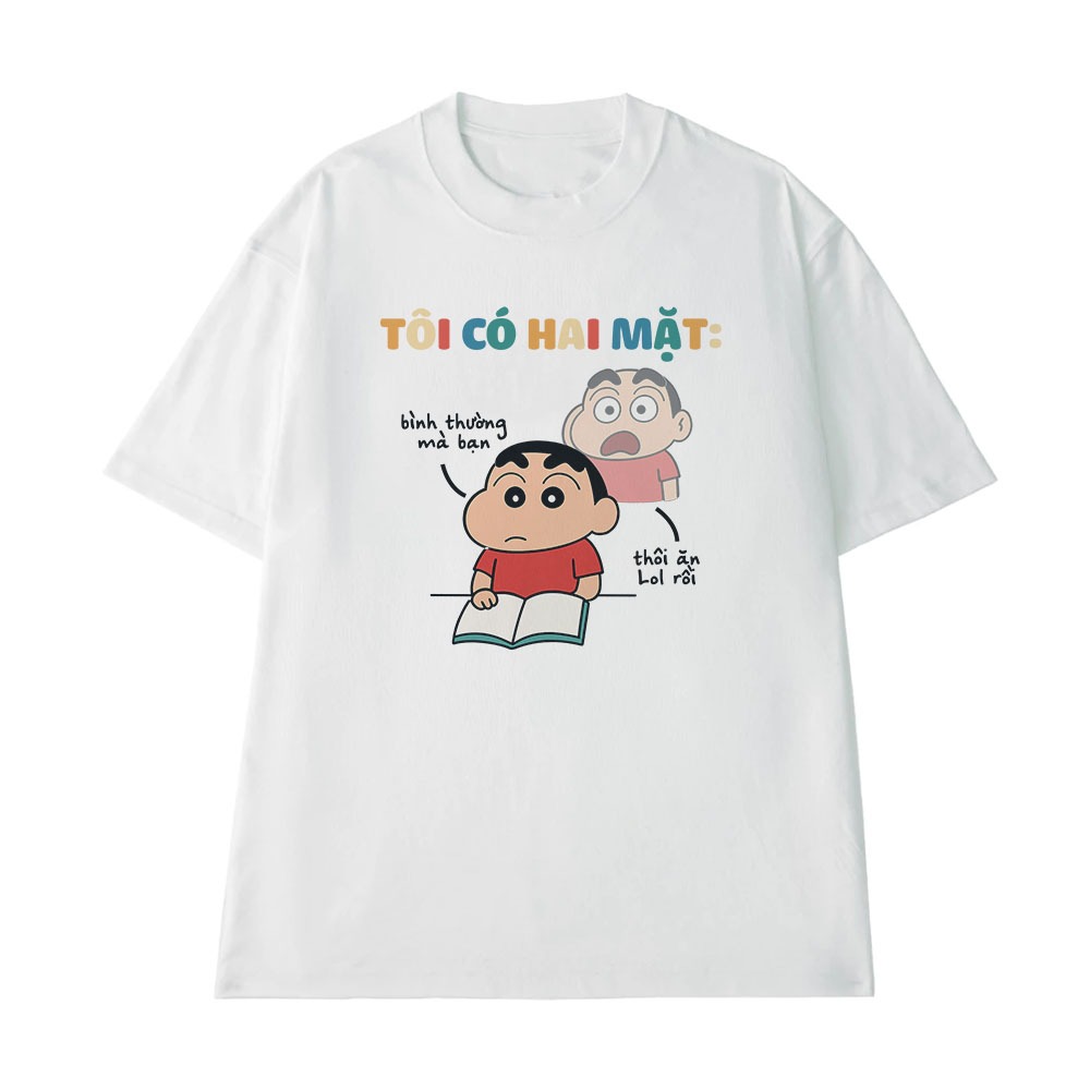 Áo Hài Hước Tôi Có Hai Mặt Câu Nói Text Vui Nhộn Form Rộng Cotton 250gsm In Theo Yêu Cầu