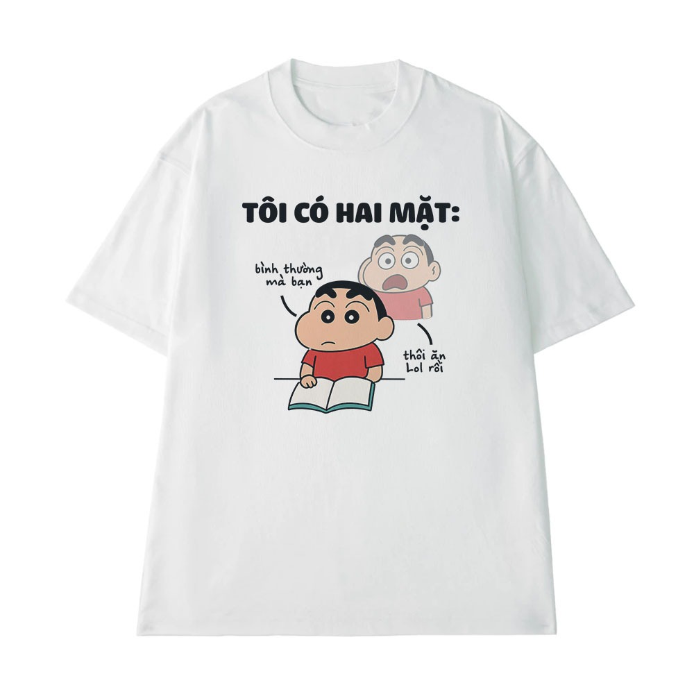 Áo Hài Hước Tôi Có Hai Mặt Câu Nói Text Vui Nhộn Form Rộng Cotton 250gsm In Theo Yêu Cầu