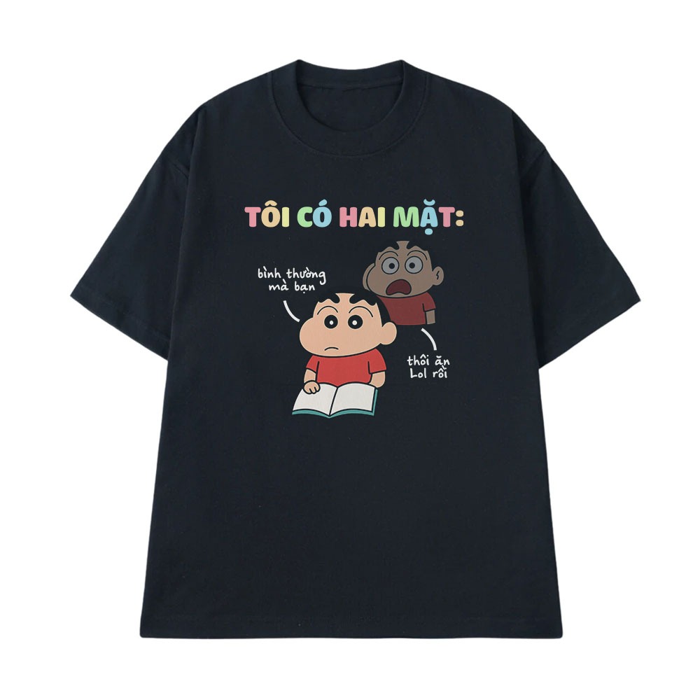Áo Hài Hước Tôi Có Hai Mặt Câu Nói Text Vui Nhộn Form Rộng Cotton 250gsm In Theo Yêu Cầu