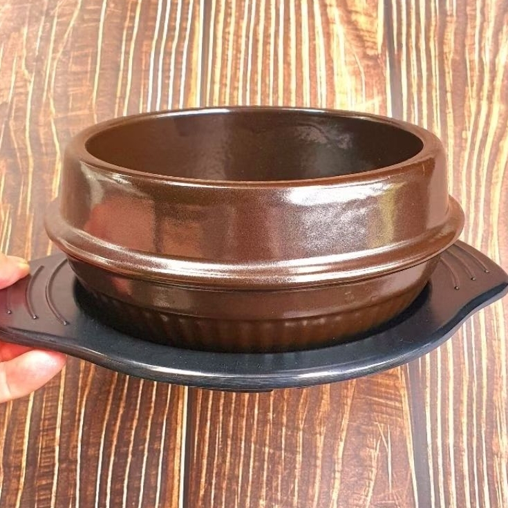 THỐ NÂU ĐẤT NUNG XUẤT KHẨU HÀN QUỐC SIZE 15,5CM-COMBO NỒI+ĐẾ ĐA NĂNG TRỘN CƠM HẦM CANH NẤU TOKBOKKI-800ML