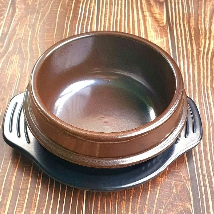 THỐ NÂU ĐẤT NUNG XUẤT KHẨU HÀN QUỐC SIZE 15,5CM-COMBO NỒI+ĐẾ ĐA NĂNG TRỘN CƠM HẦM CANH NẤU TOKBOKKI-800ML
