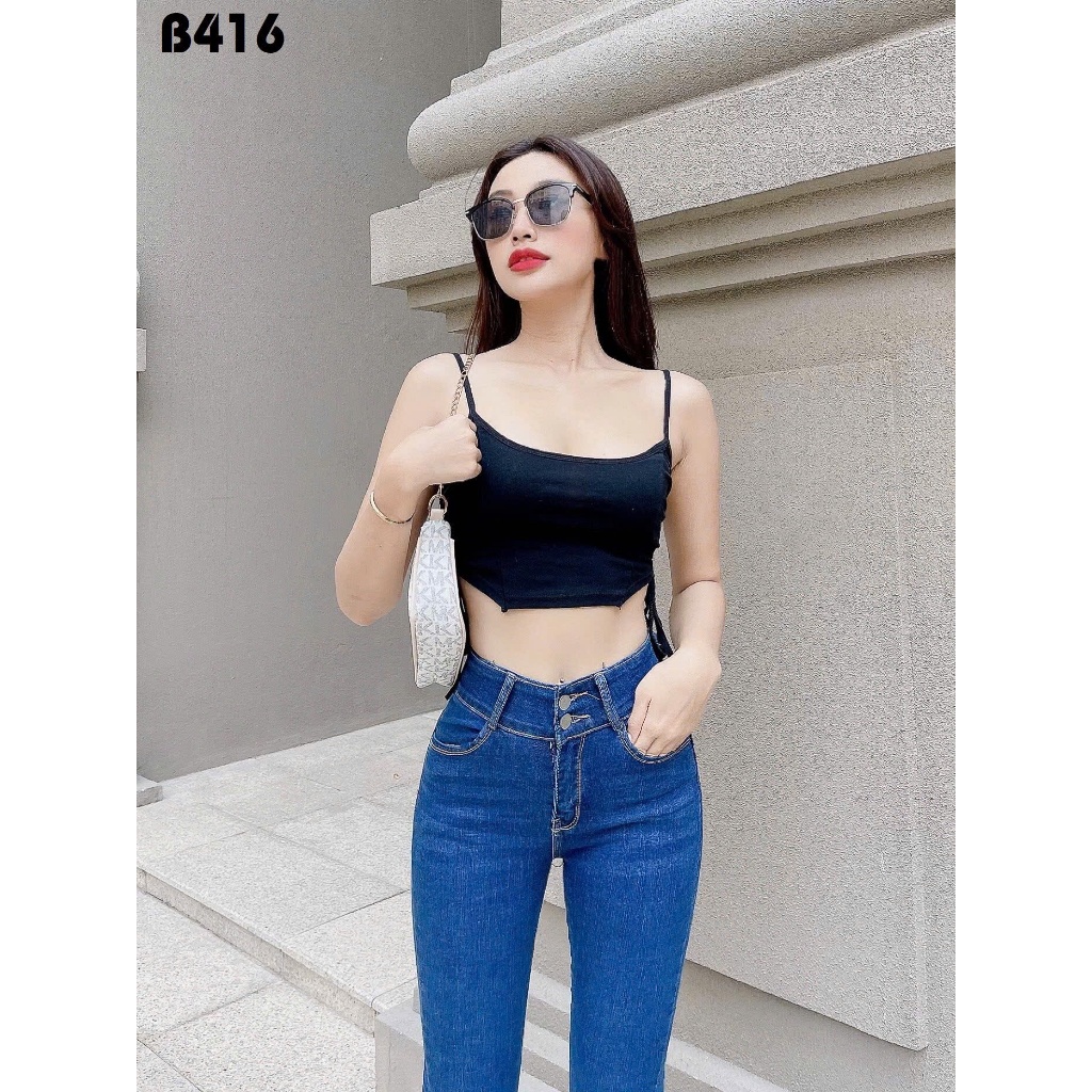 40-75kg Quần Jeans Dài Ống Loe Lưng Cao CO Giãn Dài 98-99cm