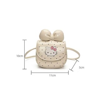 (Deal Mở Bán) Túi đeo chéo Mini cho bé gái - Túi KITTY chấm bi tim phối Nơ Xinh đáng yêu chất DaPU mềm cho mẹ và bé MN01