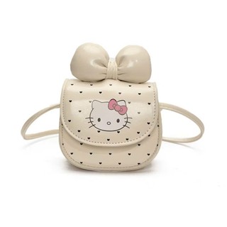 (Deal Mở Bán) Túi đeo chéo Mini cho bé gái - Túi KITTY chấm bi tim phối Nơ Xinh đáng yêu chất DaPU mềm cho mẹ và bé MN01