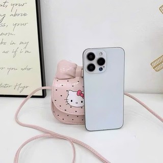 (Deal Mở Bán) Túi đeo chéo Mini cho bé gái - Túi KITTY chấm bi tim phối Nơ Xinh đáng yêu chất DaPU mềm cho mẹ và bé MN01