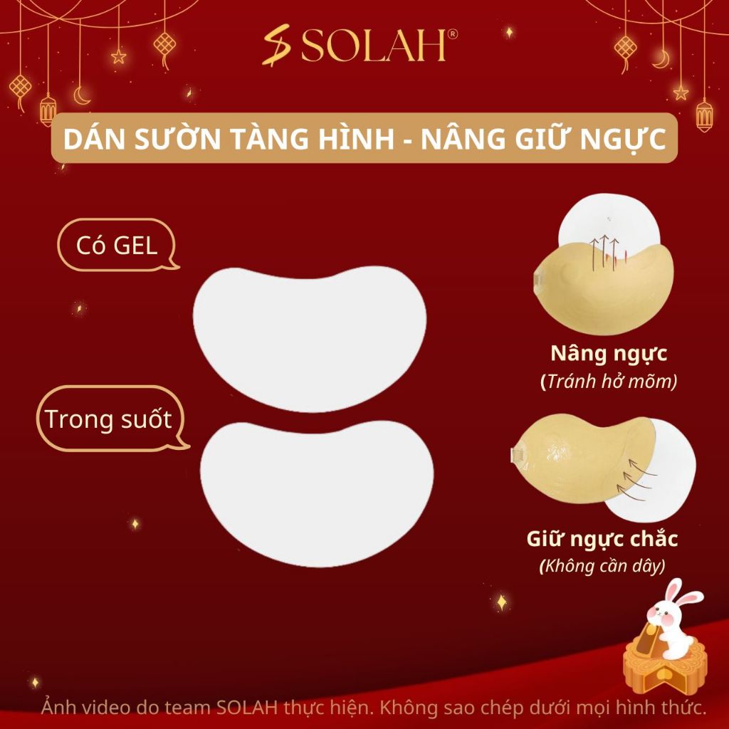 Miếng Dán Nâng Ngực Dán Sườn Dính Vào Bra Nipple SOLAH Trong Suốt Hình ...