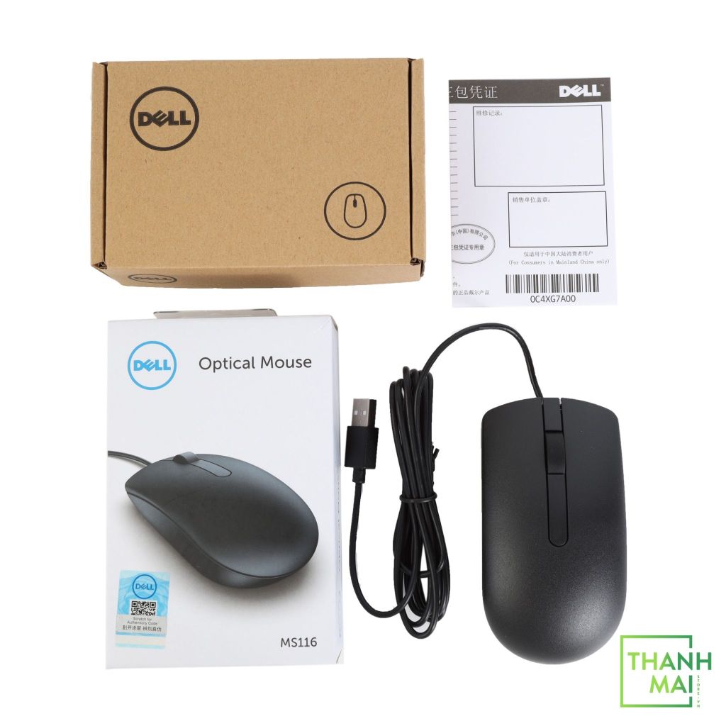 Chuột máy tính Dell MS116 (Đen) - Bảo Hành 12 Tháng