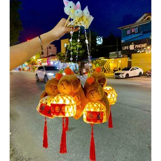 Đèn lồng gấu bông Capybara nâu,hồng,xanh bơ siêu hot trend 2025,lồng đèn chơi trung thu đầy đủ phụ kiện { H }n