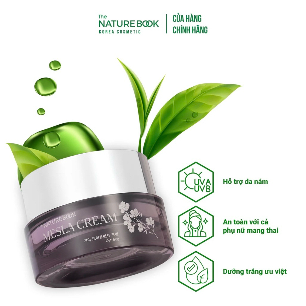 Kem Dưỡng Mesla Hỗ Trợ Giảm Nám Dưỡng Trắng Da Nature Book Mall Hỗ Trợ Giúp Làm Giảm Các Vết Nám Sạm